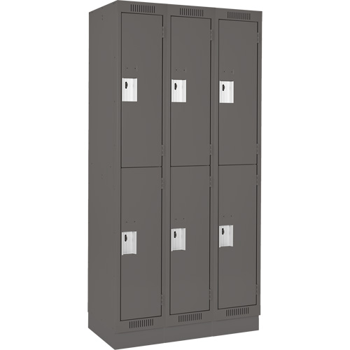Clean Line Lockers, 2 -tier, Bank of 3, 36" x 18" x 76", Steel, Charcoal, Rivet (Assembled) PB Rental Co. Ltd.