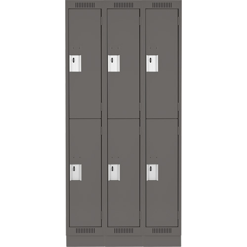 Clean Line Lockers, 2 -tier, Bank of 3, 36" x 18" x 76", Steel, Charcoal, Rivet (Assembled) PB Rental Co. Ltd.