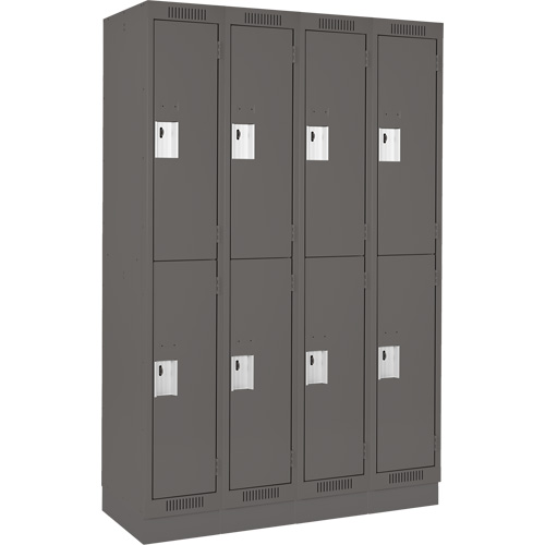 Clean Line Lockers, 2 -tier, Bank of 4, 48" x 18" x 76", Steel, Charcoal, Rivet (Assembled) PB Rental Co. Ltd.