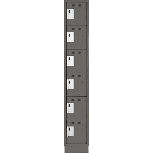 Clean Line Lockerette, 6 -tier, 12" x 18" x 76", Steel, Charcoal, Rivet (Assembled) PB Rental Co. Ltd.