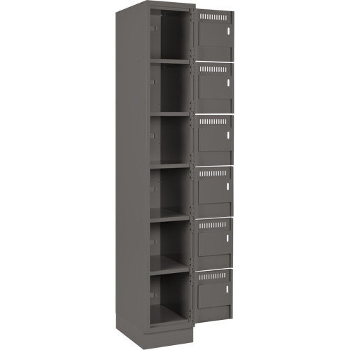 Clean Line Lockerette, 6 -tier, Bank of 3, 36" x 18" x 76", Steel, Charcoal, Rivet (Assembled) PB Rental Co. Ltd.