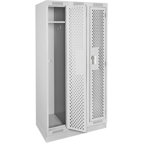 Clean Line Lockers, Bank of 3, 36" x 12" x 76", Steel, Grey, Rivet (Assembled), Perforated PB Rental Co. Ltd.