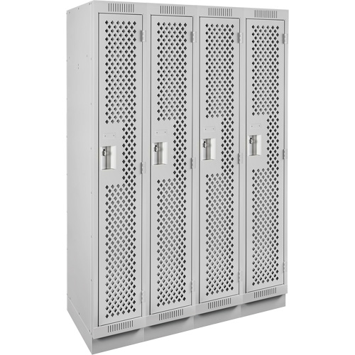 Clean Line Lockers, Bank of 4, 48" x 12" x 76", Steel, Grey, Rivet (Assembled), Perforated PB Rental Co. Ltd.
