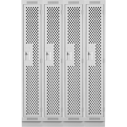 Clean Line Lockers, Bank of 4, 48" x 12" x 76", Steel, Grey, Rivet (Assembled), Perforated PB Rental Co. Ltd.