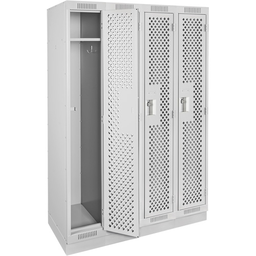 Clean Line Lockers, Bank of 4, 48" x 12" x 76", Steel, Grey, Rivet (Assembled), Perforated PB Rental Co. Ltd.