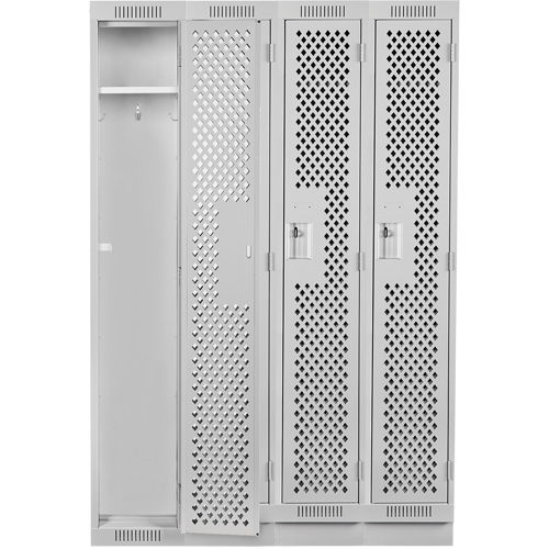 Clean Line Lockers, Bank of 4, 48" x 12" x 76", Steel, Grey, Rivet (Assembled), Perforated PB Rental Co. Ltd.