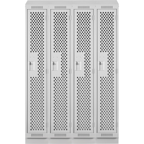 Clean Line Lockers, Bank of 4, 48" x 12" x 82", Steel, Grey, Rivet (Assembled), Perforated PB Rental Co. Ltd.
