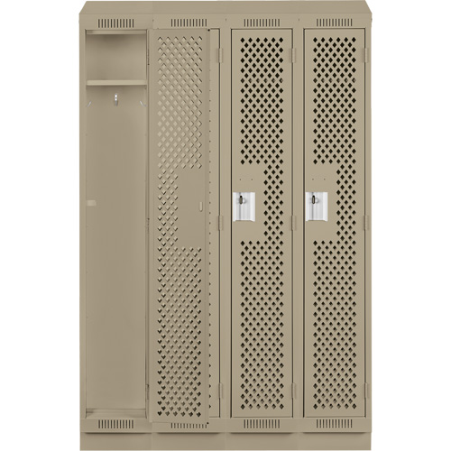 Clean Line Lockers, Bank of 4, 48" x 12" x 82", Steel, Grey, Rivet (Assembled), Perforated PB Rental Co. Ltd.
