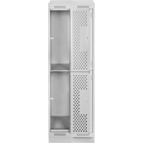 Clean Line Lockers, 2 -tier, Bank of 2, 24" x 18" x 82", Steel, Grey, Rivet (Assembled), Perforated PB Rental Co. Ltd.