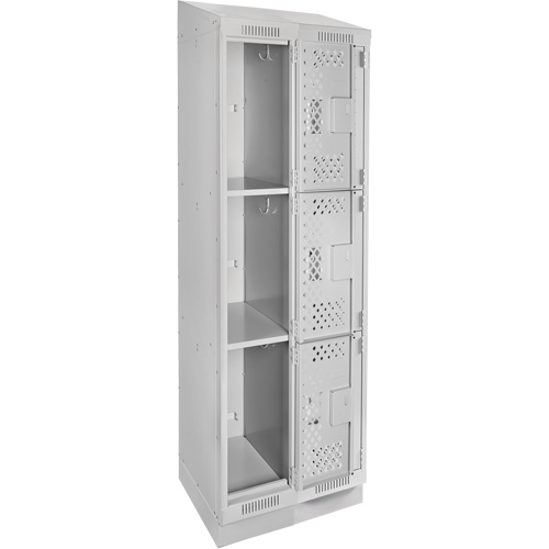 Clean Line Lockers, 3 -tier, Bank of 2, 24" x 15" x 82", Steel, Grey, Rivet (Assembled), Perforated PB Rental Co. Ltd.