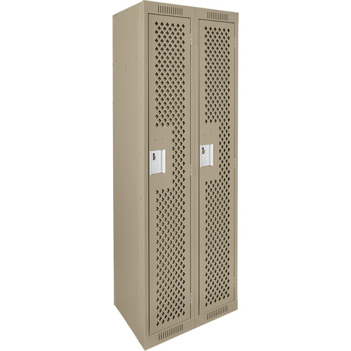 Clean Line Lockers, Bank of 2, 24" x 15" x 72", Steel, Beige, Rivet (Assembled), Perforated PB Rental Co. Ltd.