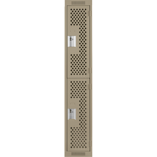 Clean Line Lockers, 2 -tier, 12" x 12" x 72", Steel, Beige, Rivet (Assembled), Perforated PB Rental Co. Ltd.