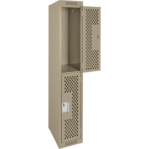 Clean Line Lockers, 2 -tier, 12" x 12" x 72", Steel, Beige, Rivet (Assembled), Perforated PB Rental Co. Ltd.