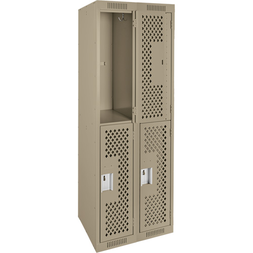 Clean Line Lockers, 2 -tier, Bank of 2, 24" x 12" x 72", Steel, Beige, Rivet (Assembled), Perforated PB Rental Co. Ltd.