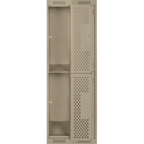 Clean Line Lockers, 2 -tier, Bank of 2, 24" x 12" x 72", Steel, Beige, Rivet (Assembled), Perforated PB Rental Co. Ltd.