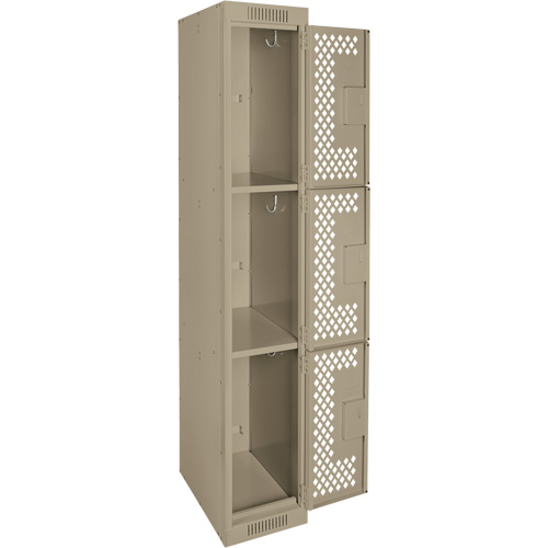Casiers Clean Line, 3 niveaux, 12" x 12" x 72", Acier, Beige, Rivet (assembl&eacute;), Perfor&eacute; PB Rental Co. Ltd.