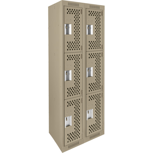 Casiers Clean Line, 3 niveaux, Bloc de 2, 24" x 12" x 72", Acier, Beige, Rivet (assembl&eacute;), Perfor&eacute; PB Rental Co. Ltd.