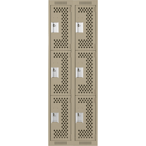 Casiers Clean Line, 3 niveaux, Bloc de 2, 24" x 12" x 72", Acier, Beige, Rivet (assembl&eacute;), Perfor&eacute; PB Rental Co. Ltd.