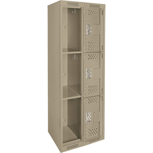 Casiers Clean Line, 3 niveaux, Bloc de 2, 24" x 12" x 72", Acier, Beige, Rivet (assembl&eacute;), Perfor&eacute; PB Rental Co. Ltd.
