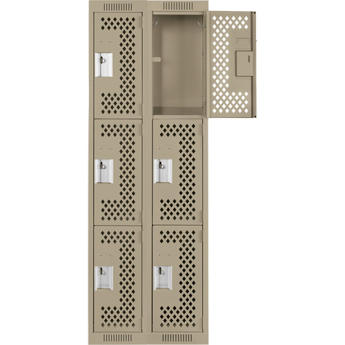 Casiers Clean Line, 3 niveaux, Bloc de 2, 24" x 12" x 72", Acier, Beige, Rivet (assembl&eacute;), Perfor&eacute; PB Rental Co. Ltd.