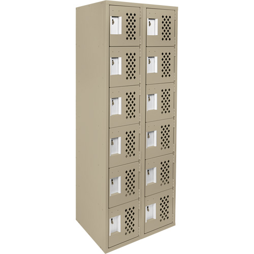 Clean-Line Perforated Lockerette, 6 -tier, Bank of 2, 15" x 72" x 12", Steel PB Rental Co. Ltd.