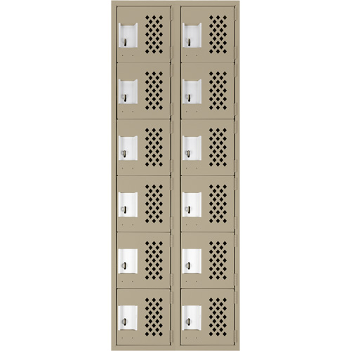 Clean-Line Perforated Lockerette, 6 -tier, Bank of 2, 15" x 72" x 12", Steel PB Rental Co. Ltd.