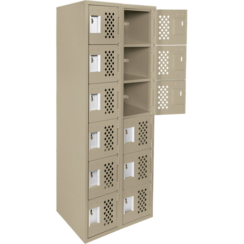 Clean-Line Perforated Lockerette, 6 -tier, Bank of 2, 15" x 72" x 12", Steel PB Rental Co. Ltd.