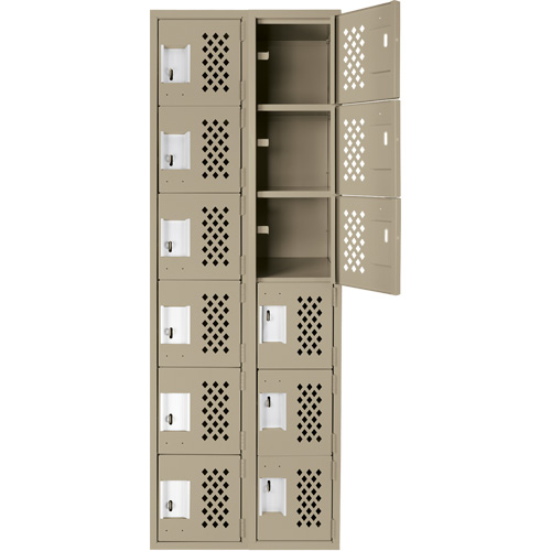 Clean-Line Perforated Lockerette, 6 -tier, Bank of 2, 15" x 72" x 12", Steel PB Rental Co. Ltd.