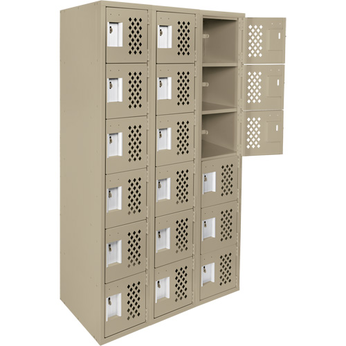 Petit casier perfor&eacute; Clean-Line, 6 niveaux, Bloc de 3, 15" x 72" x 12", Acier PB Rental Co. Ltd.