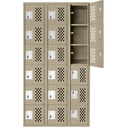 Petit casier perfor&eacute; Clean-Line, 6 niveaux, Bloc de 3, 15" x 72" x 12", Acier PB Rental Co. Ltd.