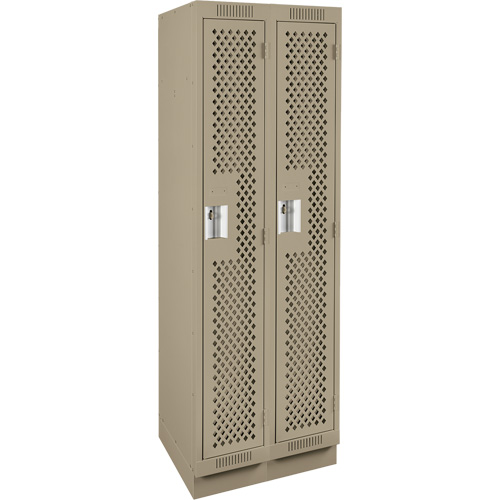 Clean Line Lockers, Bank of 2, 24" x 12" x 76", Steel, Beige, Rivet (Assembled), Perforated PB Rental Co. Ltd.