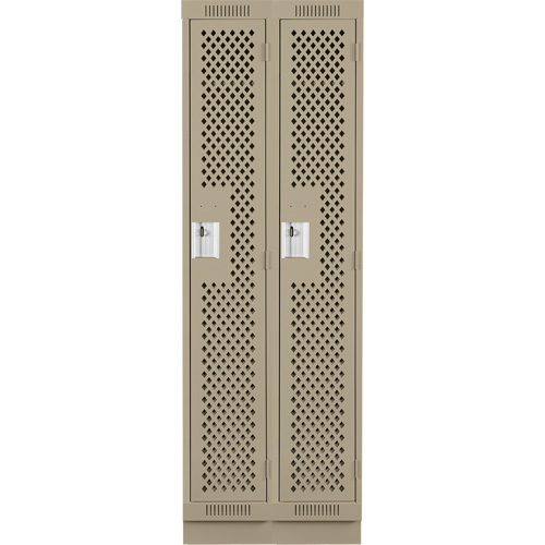 Clean Line Lockers, Bank of 2, 24" x 12" x 76", Steel, Beige, Rivet (Assembled), Perforated PB Rental Co. Ltd.