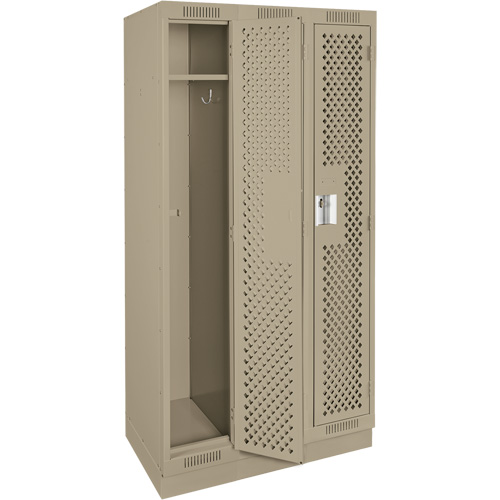 Clean Line Lockers, Bank of 3, 36" x 12" x 76", Steel, Beige, Rivet (Assembled), Perforated PB Rental Co. Ltd.