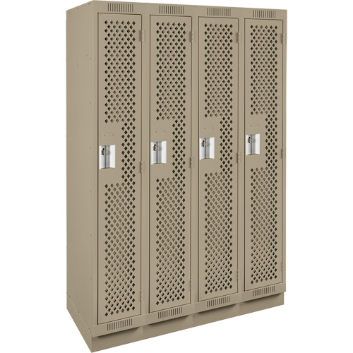 Clean Line Lockers, Bank of 4, 48" x 12" x 76", Steel, Beige, Rivet (Assembled), Perforated PB Rental Co. Ltd.