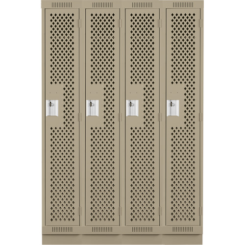 Clean Line Lockers, Bank of 4, 48" x 12" x 76", Steel, Beige, Rivet (Assembled), Perforated PB Rental Co. Ltd.