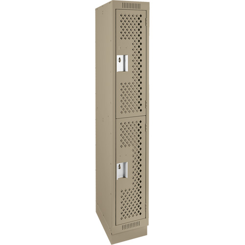 Casiers Clean Line, 2 niveaux, 12" x 12" x 76", Acier, Beige, Rivet (assembl&eacute;), Perfor&eacute; PB Rental Co. Ltd.