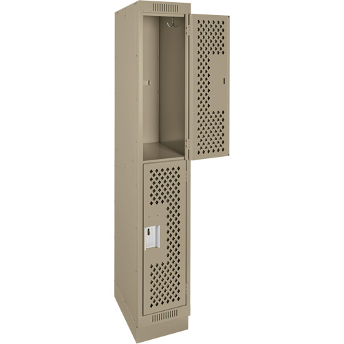 Casiers Clean Line, 2 niveaux, 12" x 12" x 76", Acier, Beige, Rivet (assembl&eacute;), Perfor&eacute; PB Rental Co. Ltd.