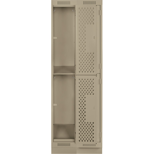 Clean Line Lockers, 2 -tier, Bank of 2, 24" x 15" x 76", Steel, Beige, Rivet (Assembled), Perforated PB Rental Co. Ltd.
