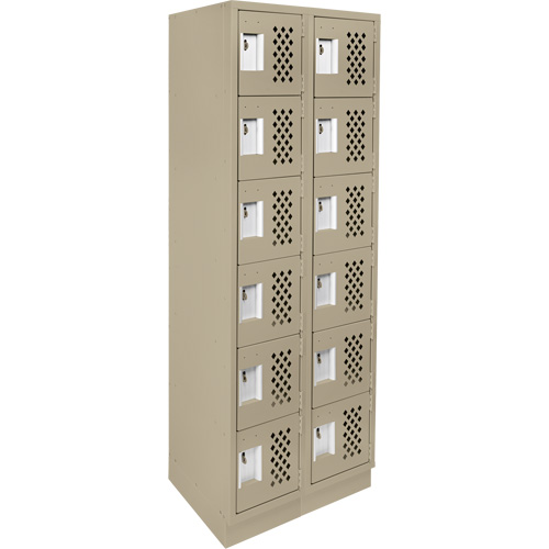 Assembled Lockerettes Clean Line Perforated Economy Lockers, 6 -tier, Bank of 2, 18" x 72" x 12", Steel PB Rental Co. Ltd.