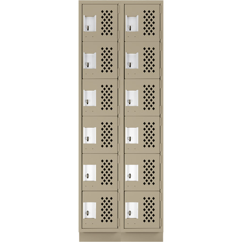 Assembled Lockerettes Clean Line Perforated Economy Lockers, 6 -tier, Bank of 2, 18" x 72" x 12", Steel PB Rental Co. Ltd.