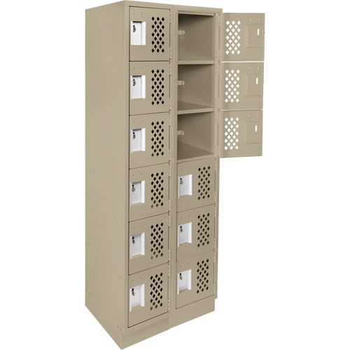 Assembled Lockerettes Clean Line Perforated Economy Lockers, 6 -tier, Bank of 2, 18" x 72" x 12", Steel PB Rental Co. Ltd.