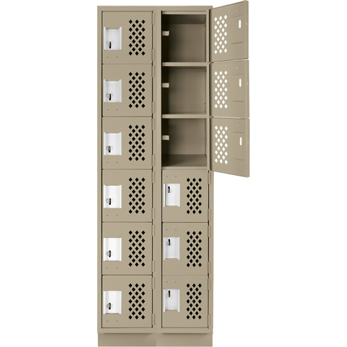 Assembled Lockerettes Clean Line Perforated Economy Lockers, 6 -tier, Bank of 2, 18" x 72" x 12", Steel PB Rental Co. Ltd.