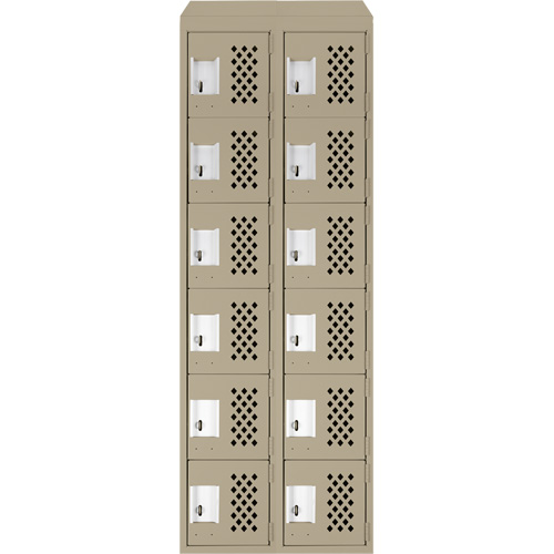 Assembled Lockerettes Clean Line Perforated Economy Lockers, 6 -tier, Bank of 2, 18" x 72" x 12", Steel PB Rental Co. Ltd.