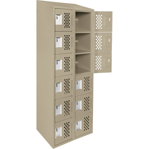 Assembled Lockerettes Clean Line Perforated Economy Lockers, 6 -tier, Bank of 2, 18" x 72" x 12", Steel PB Rental Co. Ltd.