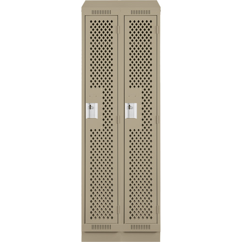 Clean Line Lockers, Bank of 2, 24" x 12" x 82", Steel, Beige, Rivet (Assembled), Perforated PB Rental Co. Ltd.