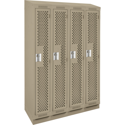 Clean Line Lockers, Bank of 4, 48" x 12" x 82", Steel, Beige, Rivet (Assembled), Perforated PB Rental Co. Ltd.