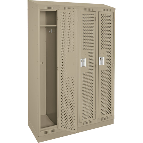 Clean Line Lockers, Bank of 4, 48" x 12" x 82", Steel, Beige, Rivet (Assembled), Perforated PB Rental Co. Ltd.