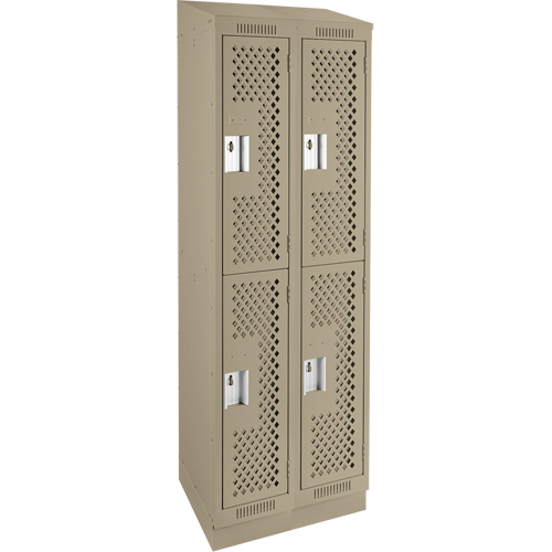 Casiers Clean Line, 2 niveaux, Bloc de 2, 24" x 12" x 82", Acier, Beige, Rivet (assembl&eacute;), Perfor&eacute; PB Rental Co. Ltd.