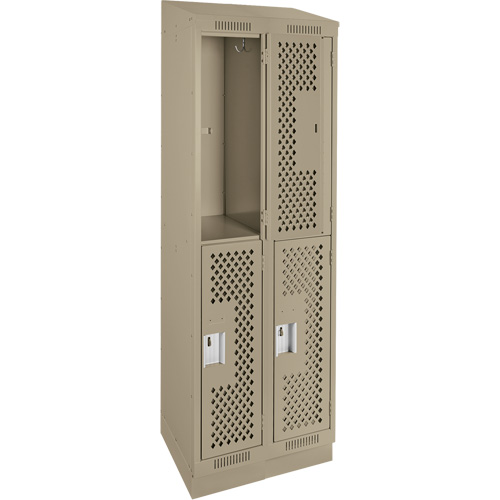 Casiers Clean Line, 2 niveaux, Bloc de 2, 24" x 12" x 82", Acier, Beige, Rivet (assembl&eacute;), Perfor&eacute; PB Rental Co. Ltd.