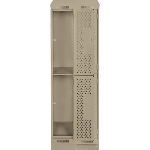 Casiers Clean Line, 2 niveaux, Bloc de 2, 24" x 12" x 82", Acier, Beige, Rivet (assembl&eacute;), Perfor&eacute; PB Rental Co. Ltd.